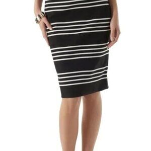 White House Black Market pencil striped stretchy black skirt‎ Size 2